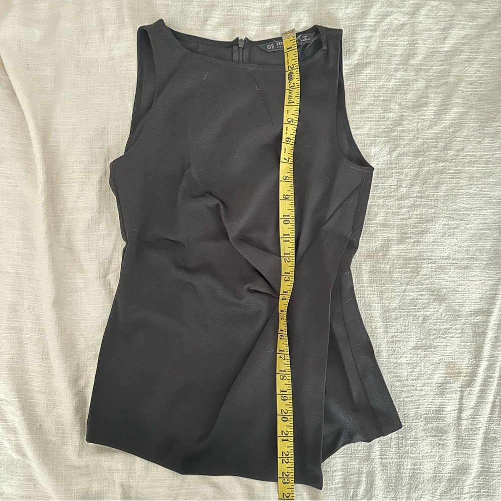 Zara Black Asymmetrical Draped Sleeveless Top XS - Picture 5 of 5